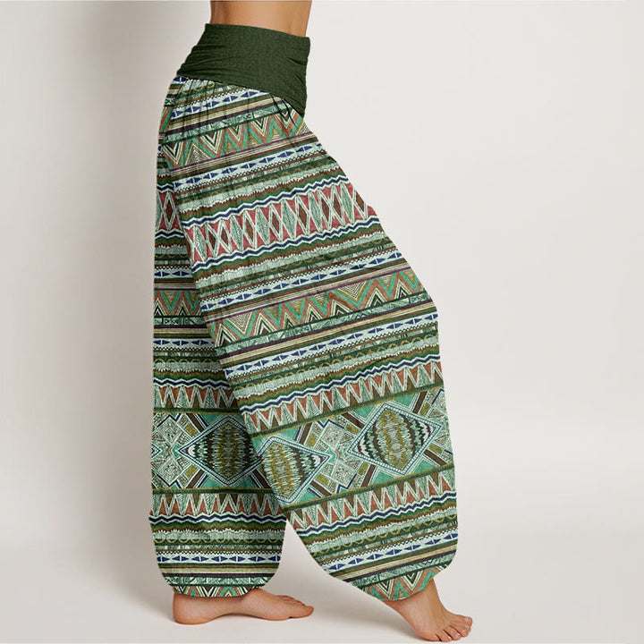 Buddha Stones Casual Tribal Style Geometric Pattern Women's Elastic Waist Harem Pants - image 5