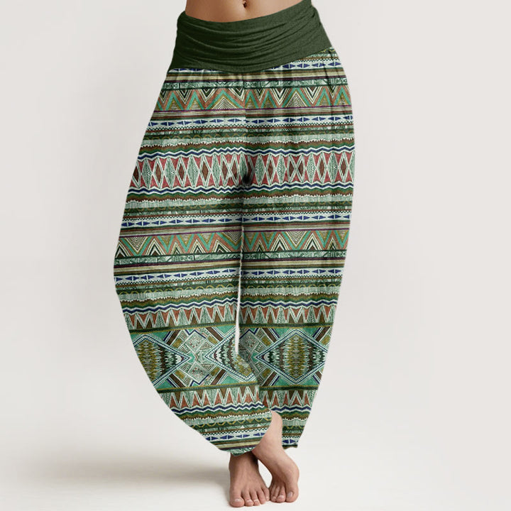 Buddha Stones Casual Tribal Style Geometric Pattern Women's Elastic Waist Harem Pants - DarkGreen - US22，UK/AU26，EU54 (6XL) - image 4