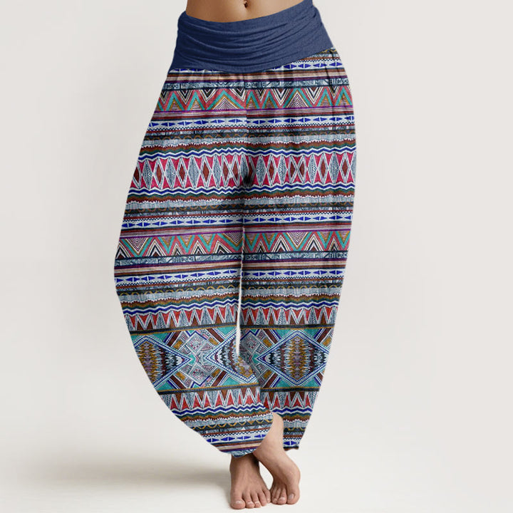 Buddha Stones Casual Tribal Style Geometric Pattern Women's Elastic Waist Harem Pants - RoyalBlue - US22，UK/AU26，EU54 (6XL) - image 7