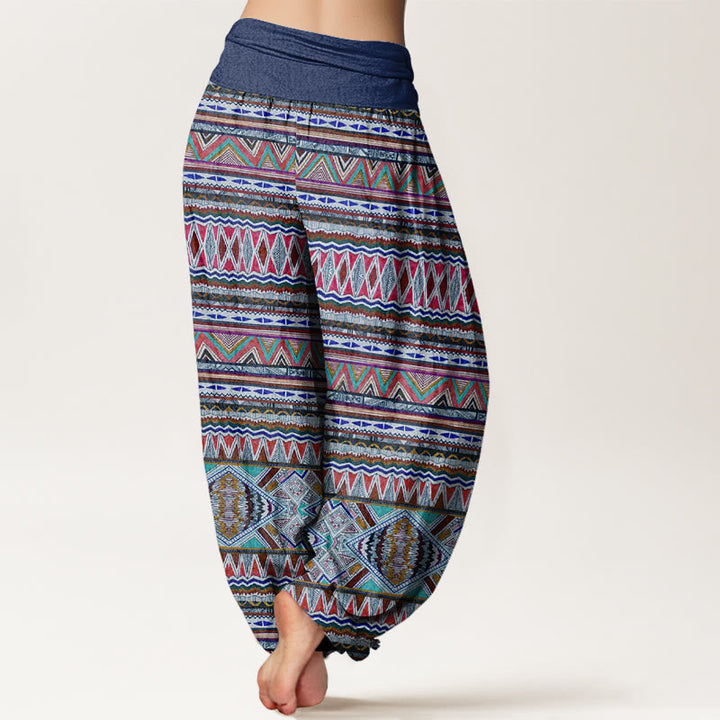 Buddha Stones Casual Tribal Style Geometric Pattern Women's Elastic Waist Harem Pants - image 9