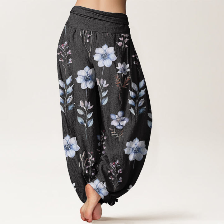 Buddha Stones Casual Delicate Floral Leaves Pattern Women's Elastic Waist Harem Pants - image 2