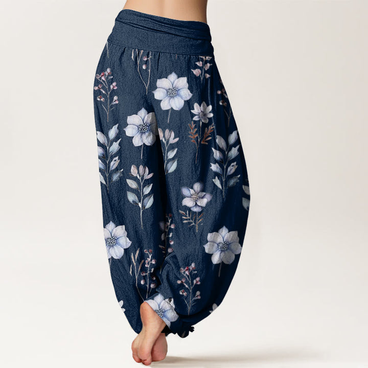 Buddha Stones Casual Delicate Floral Leaves Pattern Women's Elastic Waist Harem Pants - image 6