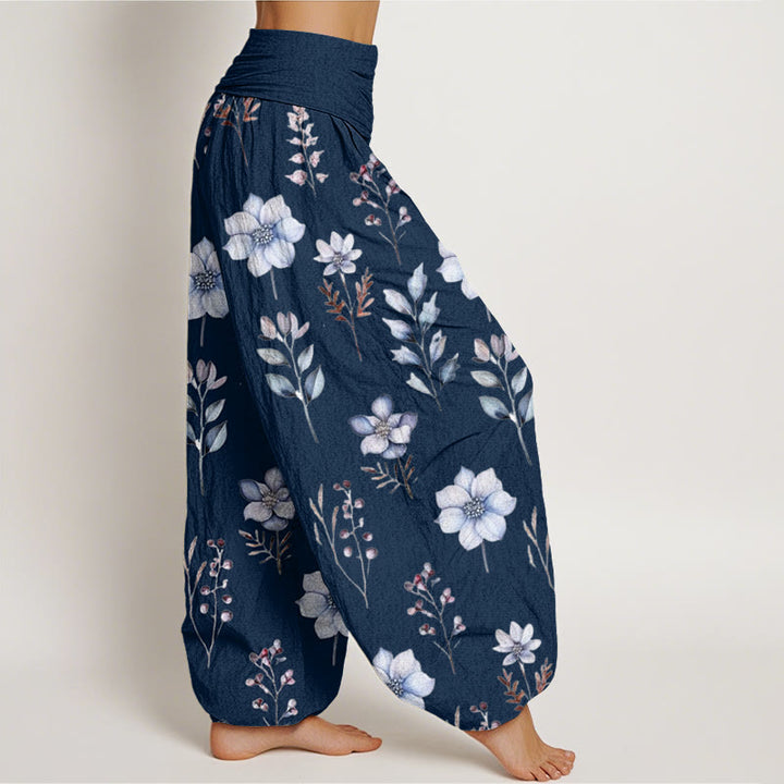 Buddha Stones Casual Delicate Floral Leaves Pattern Women's Elastic Waist Harem Pants - image 5