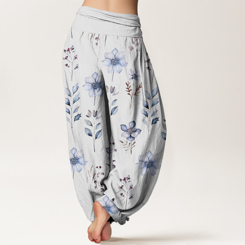Buddha Stones Casual Delicate Floral Leaves Pattern Women's Elastic Waist Harem Pants - image 9