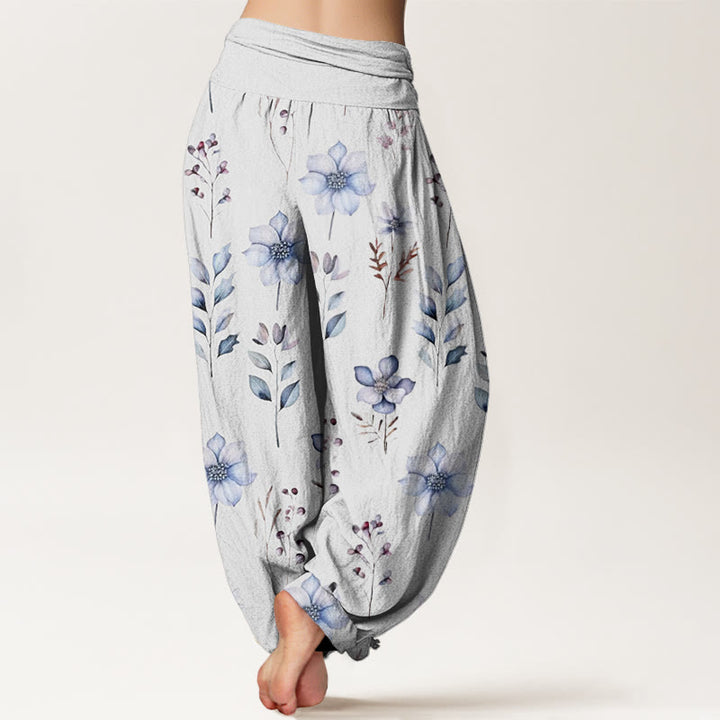 Buddha Stones Casual Delicate Floral Leaves Pattern Women's Elastic Waist Harem Pants - image 9