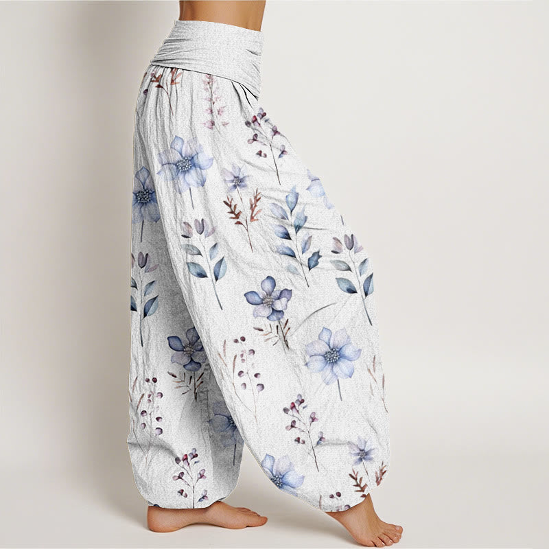 Buddha Stones Casual Delicate Floral Leaves Pattern Women's Elastic Waist Harem Pants - image 8