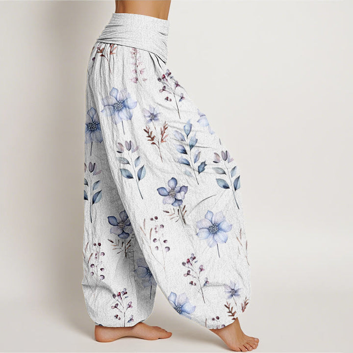 Buddha Stones Casual Delicate Floral Leaves Pattern Women's Elastic Waist Harem Pants - image 8