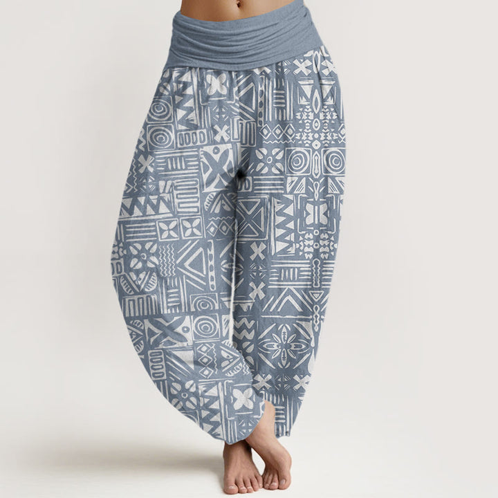Buddha Stones Casual Tribal-inspired Geometric Pattern Women's Elastic Waist Harem Pants - LightSteelBlue - US22，UK/AU26，EU54 (6XL) - image 7