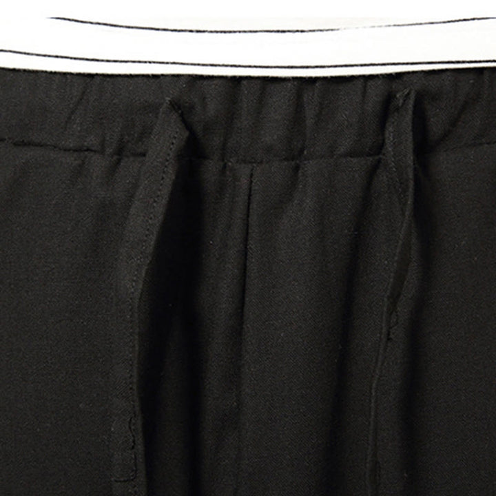 Buddha Stones Spring Plain Simple Patchwork Design Drawstring Cotton Linen Men's 7-8 Length Wide Leg Pants With Pockets - image 22