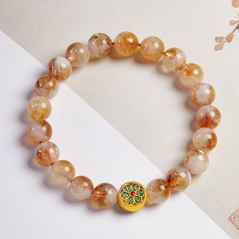 Buddha Stones 999 Sterling Silver Om Mani Padme Hum Citrine Protection Bracelet - image 3
