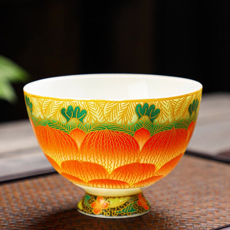 Buddha Stones Lotus Ceramic Teacup Flower Tea Cups 100ml - image 2