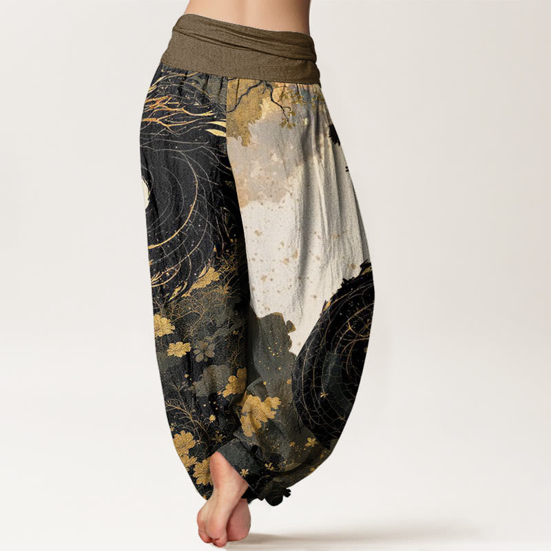 Buddha Stones Casual Dragon Ancient Tree Pattern Women's Elastic Waist Harem Pants - image 2