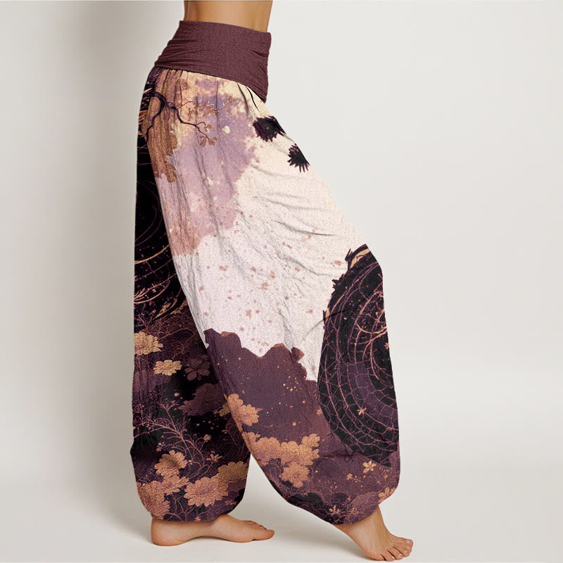 Buddha Stones Casual Dragon Ancient Tree Pattern Women's Elastic Waist Harem Pants - image 5