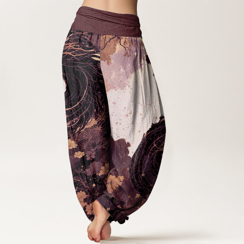 Buddha Stones Casual Dragon Ancient Tree Pattern Women's Elastic Waist Harem Pants - image 6