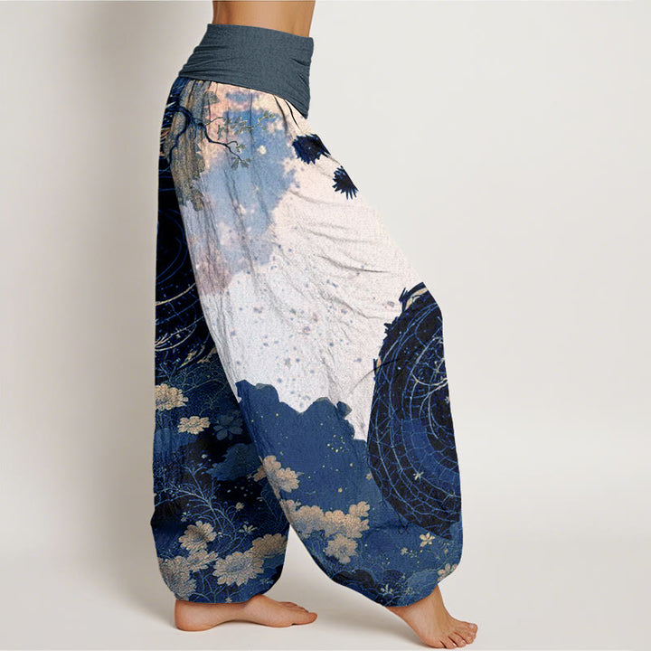 Buddha Stones Casual Dragon Ancient Tree Pattern Women's Elastic Waist Harem Pants - image 8