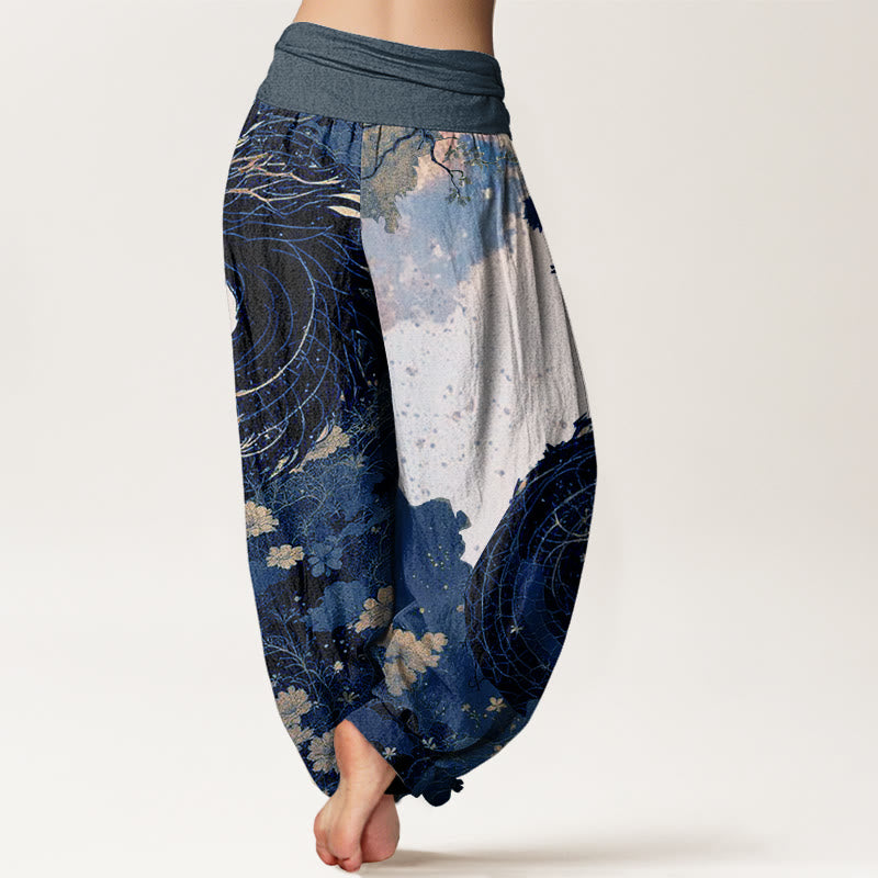 Buddha Stones Casual Dragon Ancient Tree Pattern Women's Elastic Waist Harem Pants - image 9