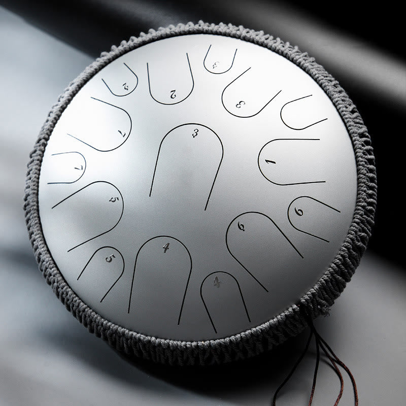 Buddha Stones Steel Tongue Drum Sound Healing Mindfulness Meditation Drum Kit 15 Note 14 Inch Percussion Instrument - Silver 14 IN - image 8