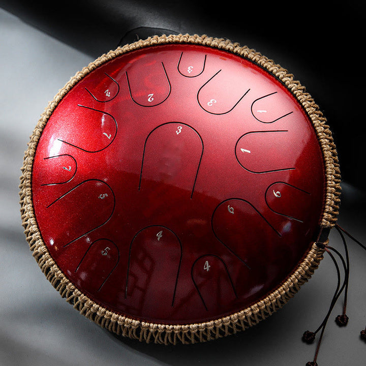 Buddha Stones Steel Tongue Drum Sound Healing Mindfulness Meditation Drum Kit 15 Note 14 Inch Percussion Instrument - Red 14 IN - image 11