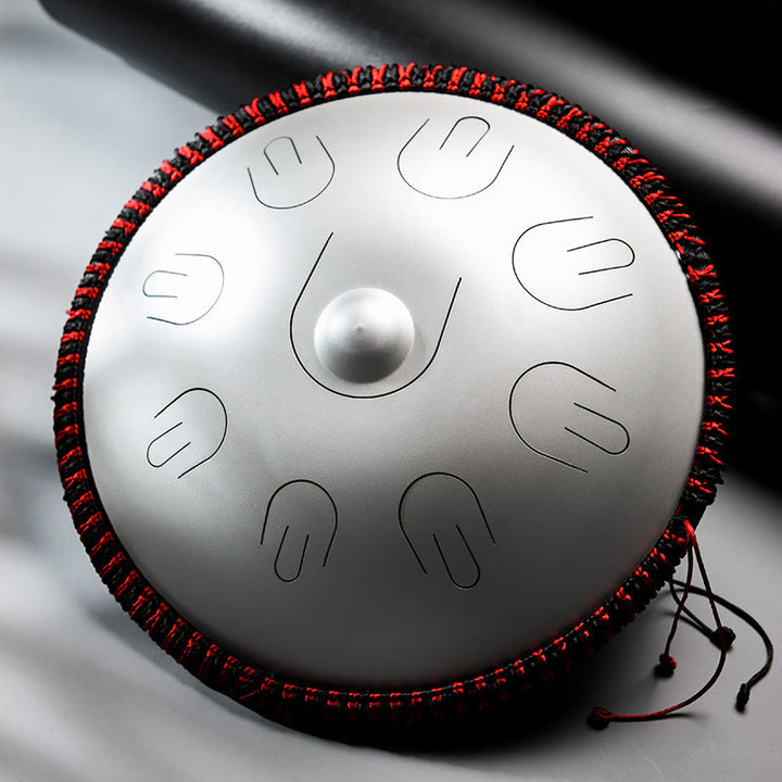 Buddha Stones Steel Tongue Drum Sound Healing Yoga Meditation Kit 9 Note 15 Inch Handpan Instrument - Silver 15 IN - image 8