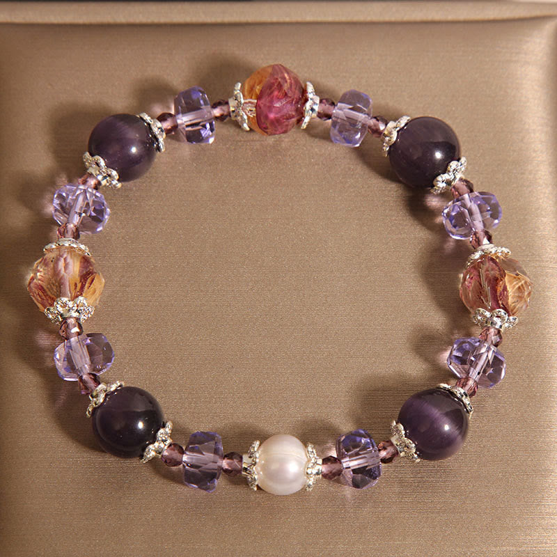 Buddha Stones Natural Amethyst Pearl Crystal Positive Bracelet - image 4