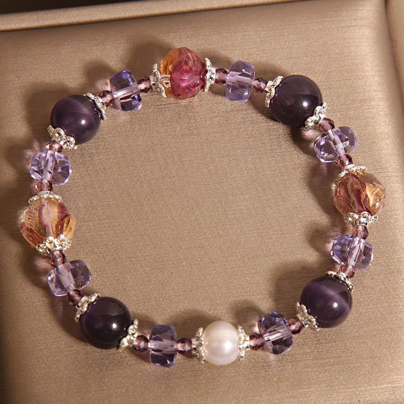 Buddha Stones Natural Amethyst Pearl Crystal Positive Bracelet - image 1