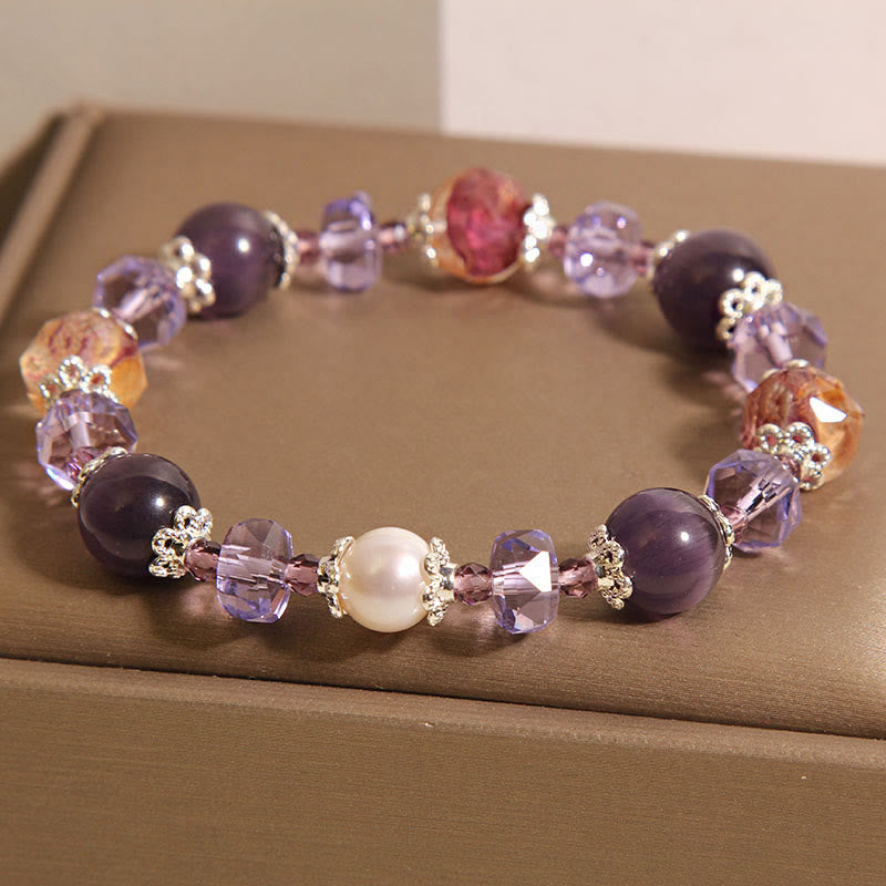 Buddha Stones Natural Amethyst Pearl Crystal Positive Bracelet - Amethyst(Wrist Circumference 14-16cm) - image 0
