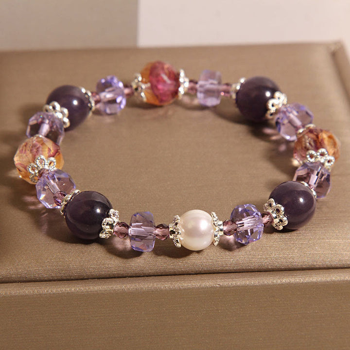 Buddha Stones Natural Amethyst Pearl Crystal Positive Bracelet - image 3