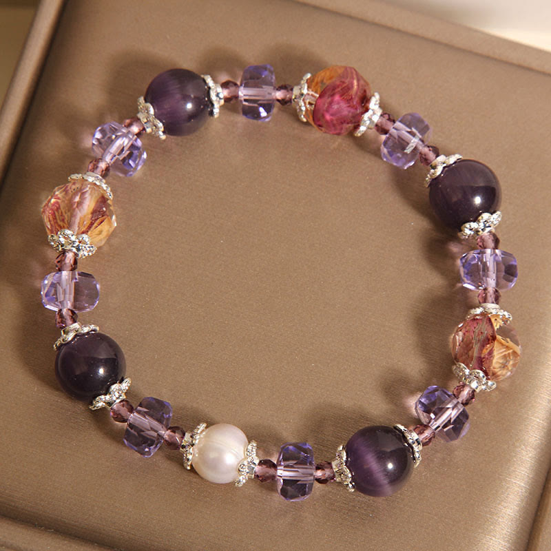 Buddha Stones Natural Amethyst Pearl Crystal Positive Bracelet - image 2