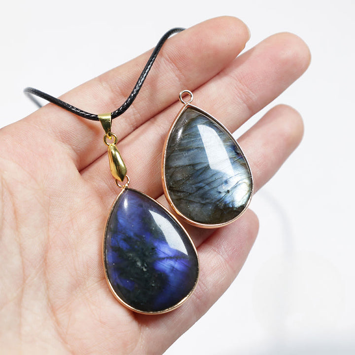 Buddha Stones Water Drop Pattern Labradorite Healing Necklace Pendant - image 2