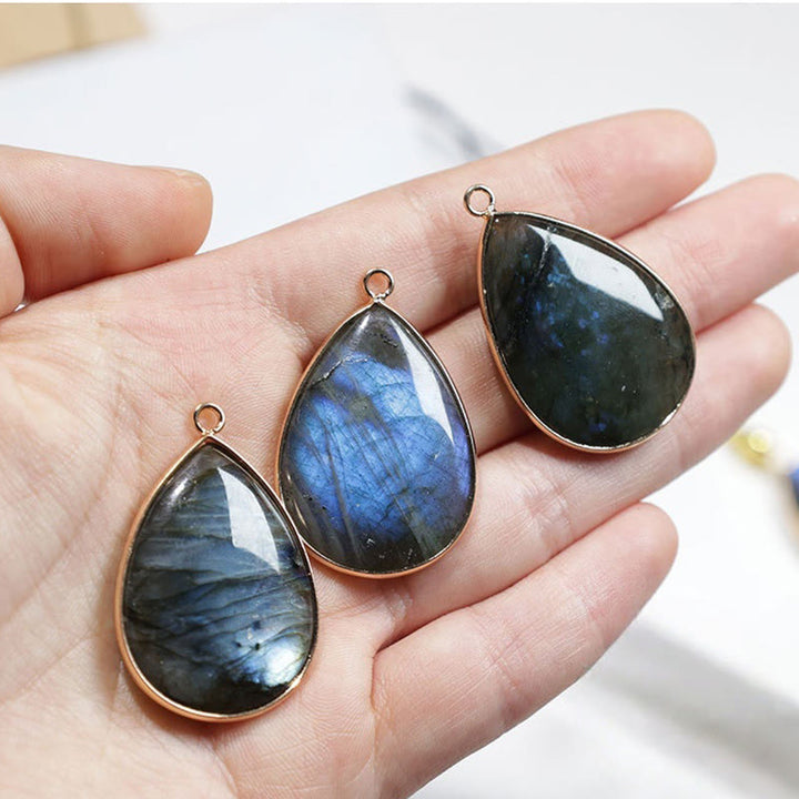 Buddha Stones Water Drop Pattern Labradorite Healing Necklace Pendant - image 4