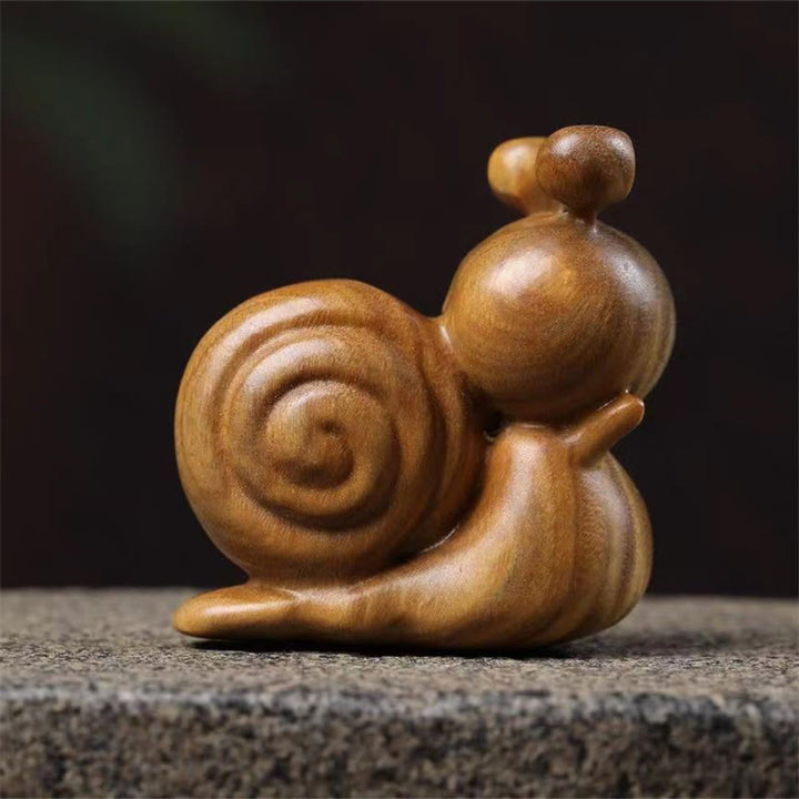 Buddha Stones Mini Green Sandalwood Snail Carved Cure Desk Decoration - image 2