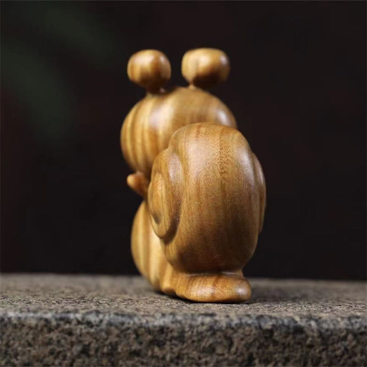 Buddha Stones Mini Green Sandalwood Snail Carved Cure Desk Decoration - image 3