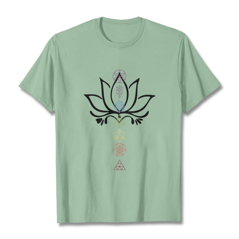 Buddha Stones Lotus Sacred Geometry Tee T-shirt - PaleGreen - 2XL - image 14