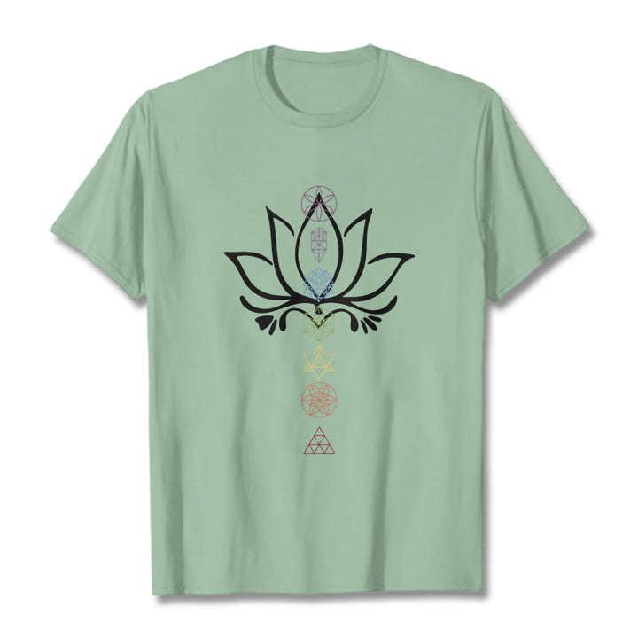 Buddha Stones Lotus Sacred Geometry Tee T-shirt - PaleGreen - 2XL - image 14