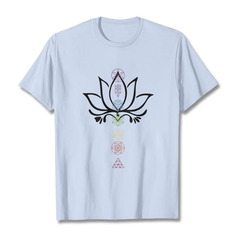 Buddha Stones Lotus Sacred Geometry Tee T-shirt - LightCyan - 2XL - image 18