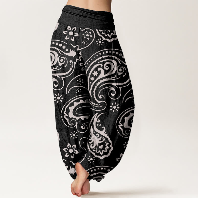 Buddha Stones Casual Elegant Paisley Floral Pattern Women's Elastic Waist Harem Pants - image 2