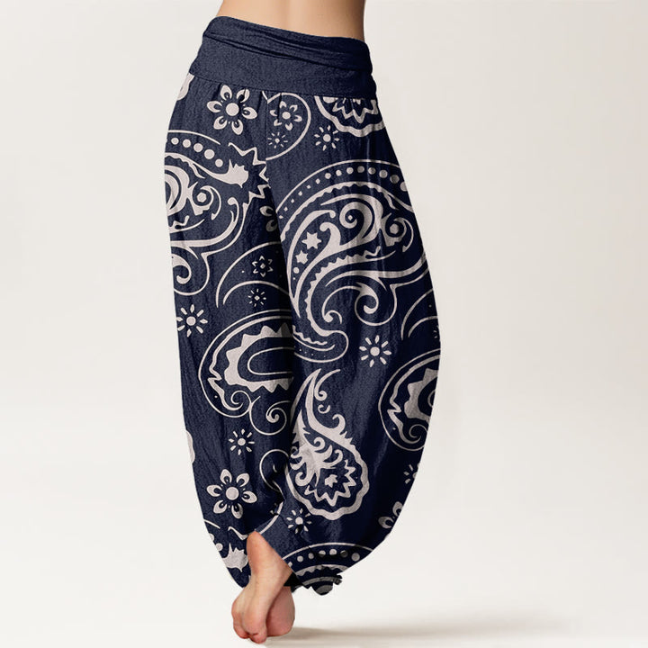 Buddha Stones Casual Elegant Paisley Floral Pattern Women's Elastic Waist Harem Pants - image 6