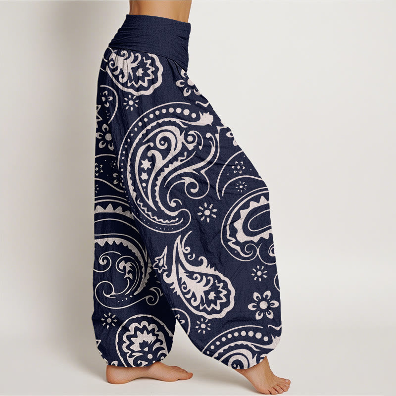 Buddha Stones Casual Elegant Paisley Floral Pattern Women's Elastic Waist Harem Pants - image 5
