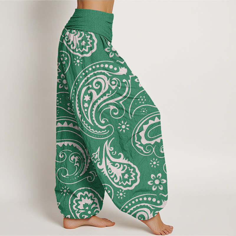 Buddha Stones Casual Elegant Paisley Floral Pattern Women's Elastic Waist Harem Pants - image 8