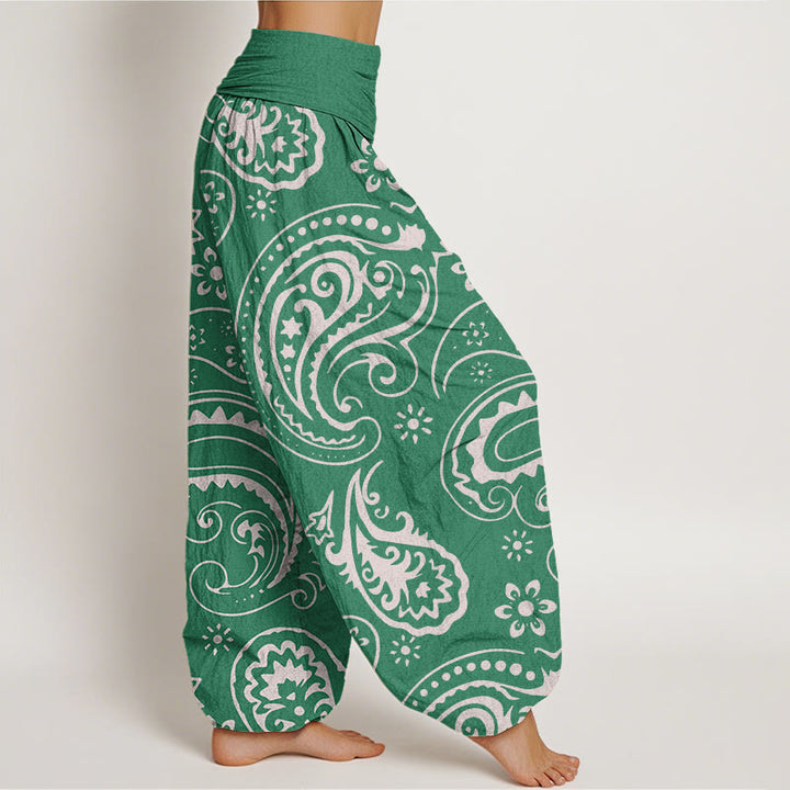 Buddha Stones Casual Elegant Paisley Floral Pattern Women's Elastic Waist Harem Pants - image 8