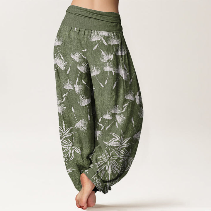 Buddha Stones Casual Plant Dandelion Seed Pattern Women's Elastic Waist Harem Pants - image 6