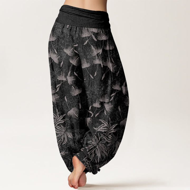 Buddha Stones Casual Plant Dandelion Seed Pattern Women's Elastic Waist Harem Pants - image 9