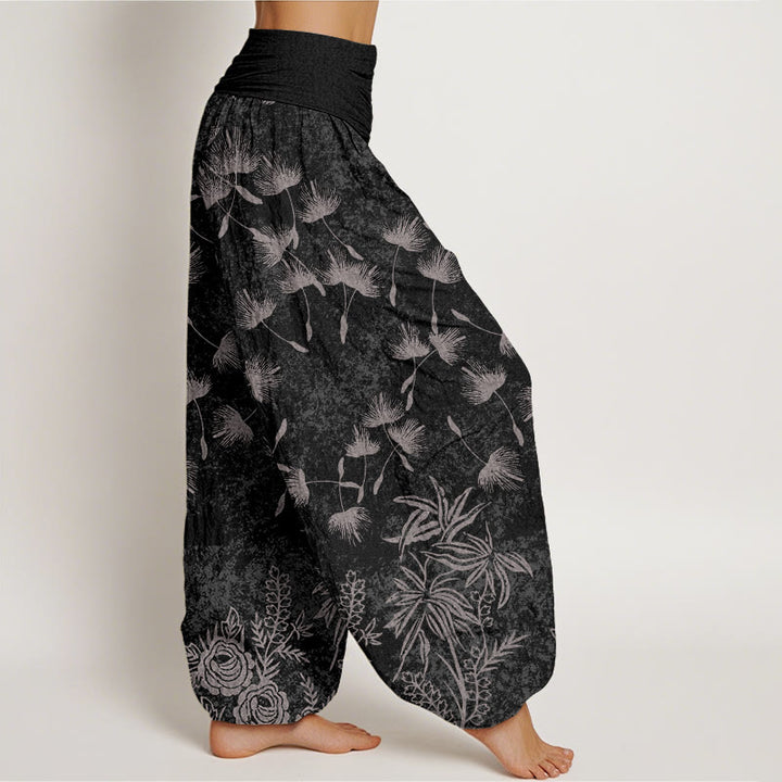 Buddha Stones Casual Plant Dandelion Seed Pattern Women's Elastic Waist Harem Pants - image 8