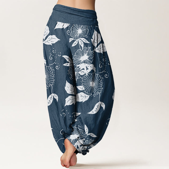 Buddha Stones Casual Vine Flowers Leaves Pattern Women's Elastic Waist Harem Pants - image 9