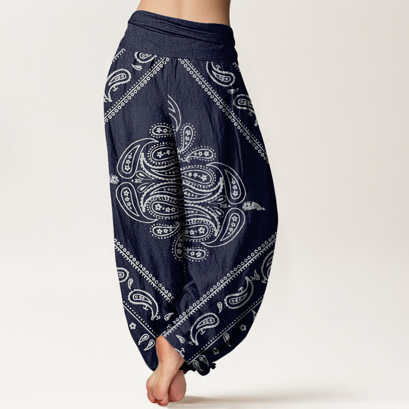 Buddha Stones Casual Floral Leaf Paisley Pattern Women's Elastic Waist Harem Pants - image 9