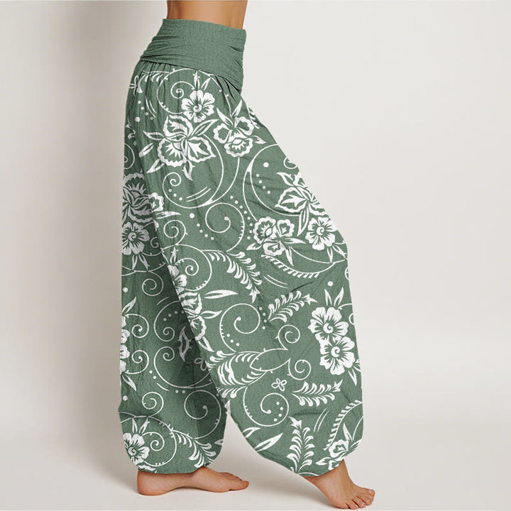 Buddha Stones Casual Floral Swirling Vines Pattern Women's Elastic Waist Harem Pants - image 5