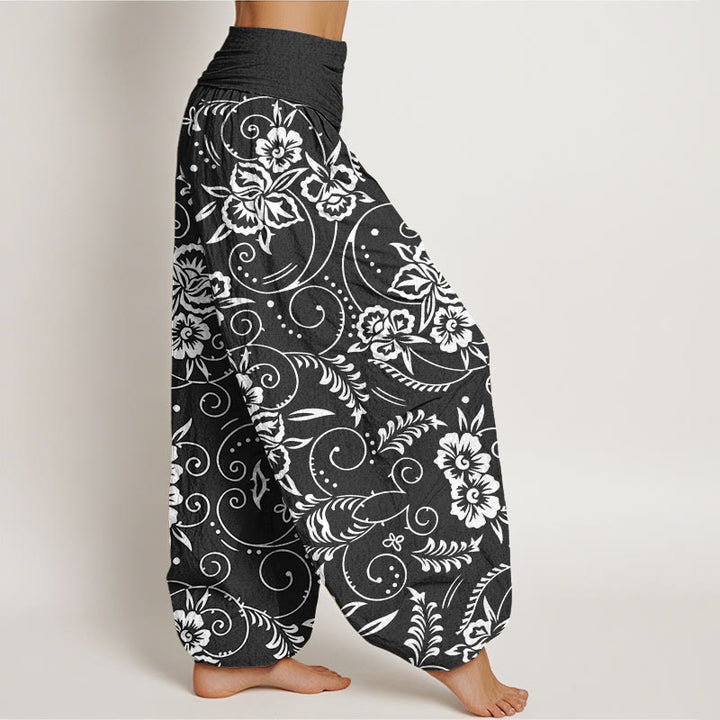 Buddha Stones Casual Floral Swirling Vines Pattern Women's Elastic Waist Harem Pants - image 8