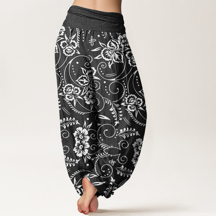 Buddha Stones Casual Floral Swirling Vines Pattern Women's Elastic Waist Harem Pants - image 9