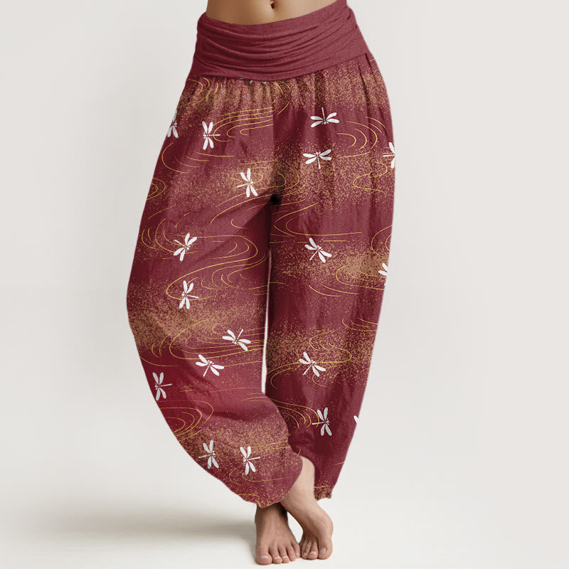 Buddha Stones Casual Dragonfly Wave Pattern Women's Elastic Waist Harem Pants - Brown - US22，UK/AU26，EU54 (6XL) - image 7