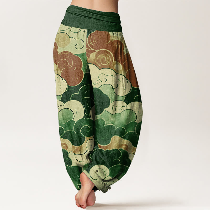 Buddha Stones Casual Auspicious Clouds Pattern Women's Elastic Waist Harem Pants - image 9